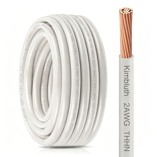 THHN Wire 2 Gauge 10 FT Stranded Copper Wire, White