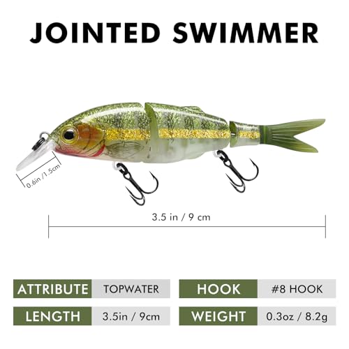 Image of TRUSCEND Swimmax Easy Catch Fishing Lures with BKK Hooks, Wiggling, Vibrating, Rattling and Gurgling for More Bite, Heavy-Duty Dyneema Fiber Jointed Swimbaits for Bass, Trout, Walleye, Crappie, Pike