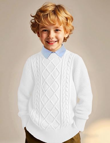Boys Long Sleeve Crew Neck Sweaters Unisex Kids School Lightweight Cable Knit Pullover Sweater Tops2