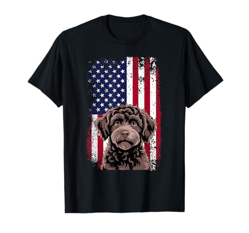 Portuguese Water Dog US American Flag Portuguese Water Dog T-Shirt
