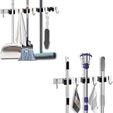 Favbal Broom and Mop Holder Wall Mounted, Garage Organization and Storage Stainless Steel Metal Gard