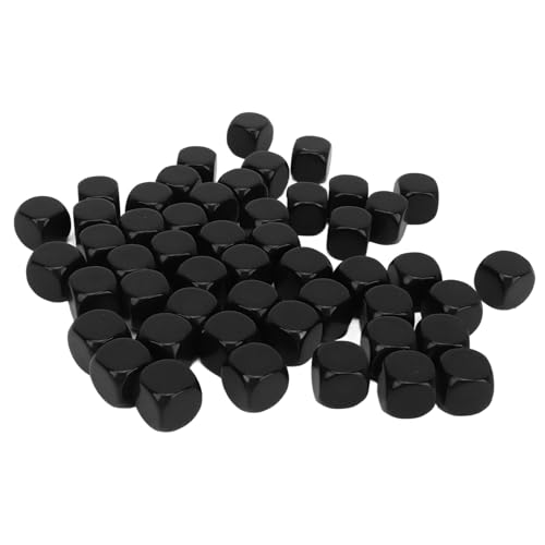 50PCS Dadi Vuoti a Sei Facce Cubi di Dadi Blocchi di Dadi Personalizzati Fai da Te Set di Dadi da Gioco Non Contrassegnati per Giochi da Tavolo Adesivo Fai da Te Festa di (Nero)