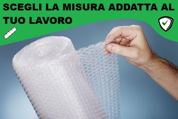 D. & D. Polystyrol Luftpolsterfolie (H 100 cm x 200 mt/l) für Verpackung und Versand – Made in Italy – Luftblasen zum Schutz, zum Polstern, Verpacken von Gegenständen im Transport