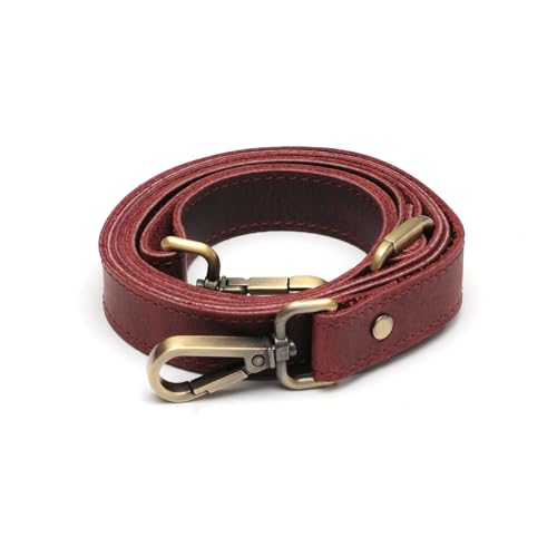 MayaCraft 100% Genuine Leather Purse Strap with Swivel Clasps for Purse Handbags Laptop Cases, Adjustable Length, Handmade, Medium, Red