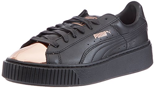 puma women's basket platform metallic fashion sneaker