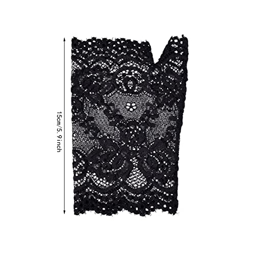 obmwang 2 Pairs Women\'s Lace Gloves Fingerless Floral Gloves for Bridal Prom Wedding Party Costume Accessories - Thumbnail 2