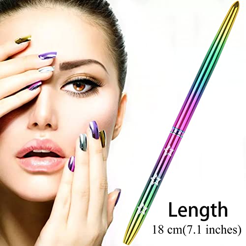 Ycyan 1Pcs Oval Uv Gel Nail Brush Rainbow Metal Handle Professional Nail Art Design Brushes Size 8 #TOP6