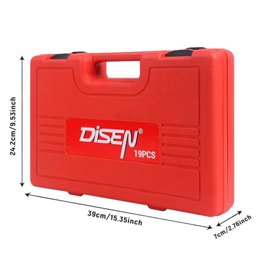 DISEN 1/2\" SAE Impact Socket Set, 19Pcs Deep Sockets 3/8\"- 1-1/2\", 6-Point Cr-V & Alloy Steel, 1/2 Inches Drive Impact Socket Set,Rugged Construction, Enhanced Storage Case