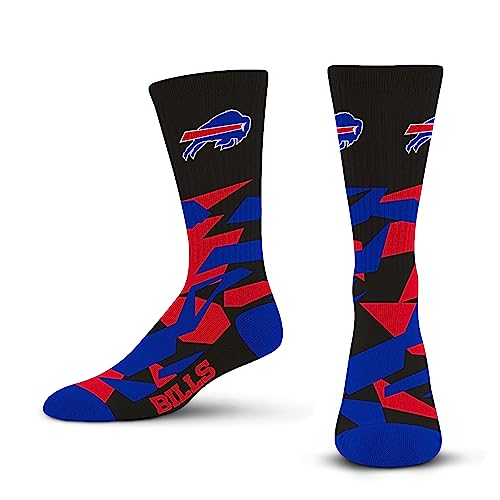 For Bare Feet NFL BUFFALO BILLS Shattered Camo Crew Sock Team Color Large