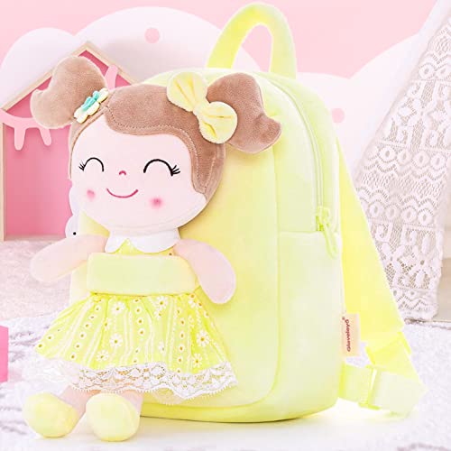Mochila Infantil com Boneca Removível Gloveleya Spring Girl Classíca Amarela