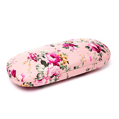 Image of Glasses Case Hard Shell Eyeglass Case for Women Fabrics Floral Retro Spectacle Case Box Portable