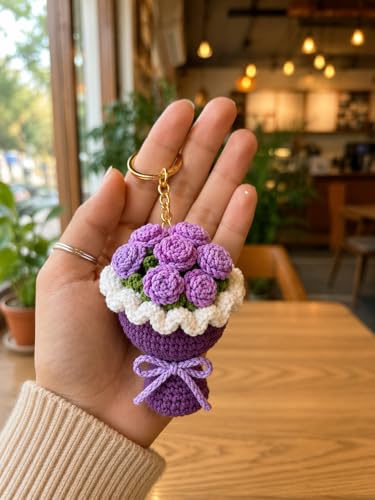Image of Handmade Crochet Sunflower Keychain for Women & Girls, Cute Yellow Flower Key Ring Charm, Soft Yarn Knitted Gift, Bag Charm, Car Key Holder, Aesthetic Handmade Floral Accessory