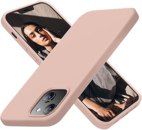 Image of Compatible with iPhone 14 Plus Silicone Case, Slim Shockproof Protective Cover, Drop Protection and Camera Protection, MagSafe Compatible, Soft Microfiber Lining Inside (Pink)