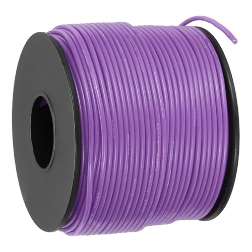 QUARKZMAN Cable De Silicona Flexible 20 AWG 61m/200ft Cable Eléctrico Multiconductor De Cobre Estañado Calibre 20 Resistente A Alta Temperatura 200 Celsius/392 Fahrenheit Carrete Púrpura