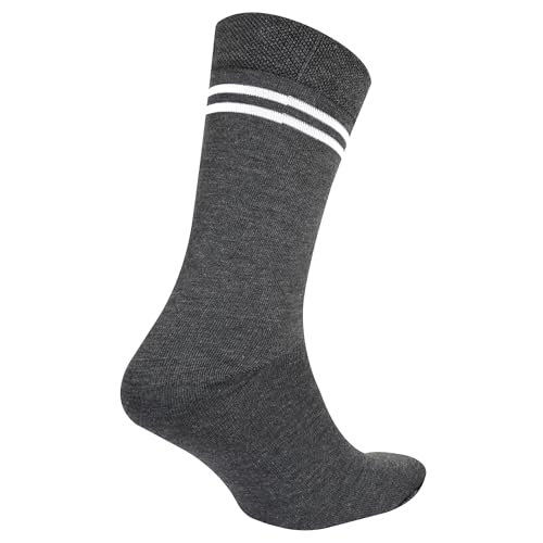 Image of Grey with White Stripes Calf Length Woolen School Socks for Boys &Girls (Pack of 5 Pairs)