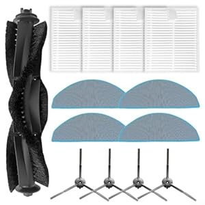 Eawfgtuw Roboter-Staubsauger-Zubehör-Set mit Hauptbürste, Seitenbürsten, Filtern, Wischtüchern, Ersatzfilter-Kit, Hauptbürstenersatz, Vakuum-Wartungsset(A)