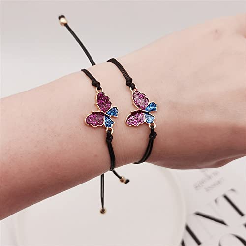 Best Friend Bracelets Gifts for Women No Matter Where We Go Bracelet for BFF Besties Christmas Birthday Gifts for Mother Daughter Matching Butterfly Bracelets for 2 Sisters - Image 3