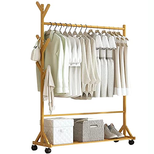 Armoire de couloir fine en bambou pour organiser les vestes et chaussures de toute la famille