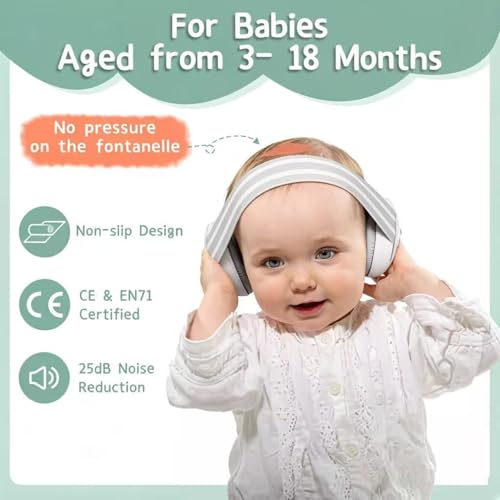 Image of Babies Hearing Protection Earmuffs for 0-48 Months, Adjustable Baby Ear Muffs with 2-in-1 Design | Comfortable Noise Reduction for Travel, Flight & Sleep - Ideal for Infants, Toddlers