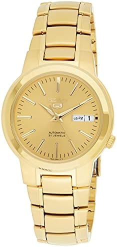 Seiko Mens SNKA10 Seiko 5 Automatic Gold Dial Gold-Tone Stainless Steel Watch