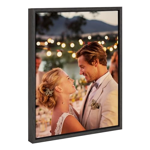 Kate and Laurel Custom Printed Framed Canvas Wall Art, 16x20 Dark Gray, Sylvie Personal Canvas Print...