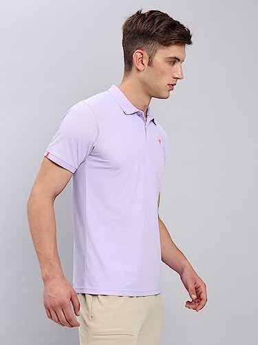 Image of TECHNOSPORT Men's Polyester Slim Fit Self-Design Short Sleeve Polo Matpiq T-Shirt with Anti Microbial, Techno Dry for Regular and Casual Use