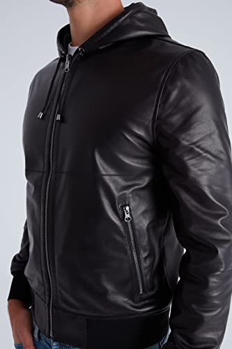 Bigardini Reversible Black Leather Jacket Men – Real Leather Motorcycle Bomber Jacket With Hood (Xl) #TOP6