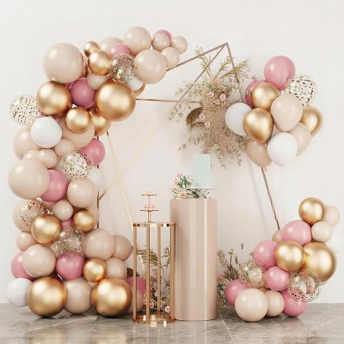 Miniatura 3 de Kit Arco Globos Oro Rosa, 135pcs Guirnalda Globo Blanco Oro Rosa Con Globo Confeti, Decoración De Cumpleaños Para Baby Shower, Fiesta De Feliz Cumpleaños Niña Mujer, Compromiso, Boda