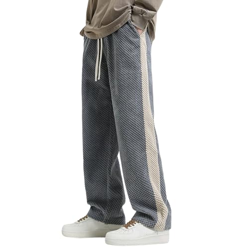 Pantalon de survêtement baggy rayé anti-compression à taille élastique