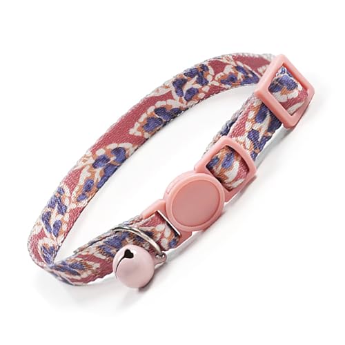 猫 首輪 猫首輪 セーフティバックル 猫の首輪 鈴付き 子猫 首輪 かわいい 安全 調整可能 15-30 cm (森の秘境)