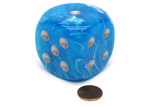 Sky Luminary Die with Silver Pips D6 50mm (1.97in) Pack of 1 Chessex