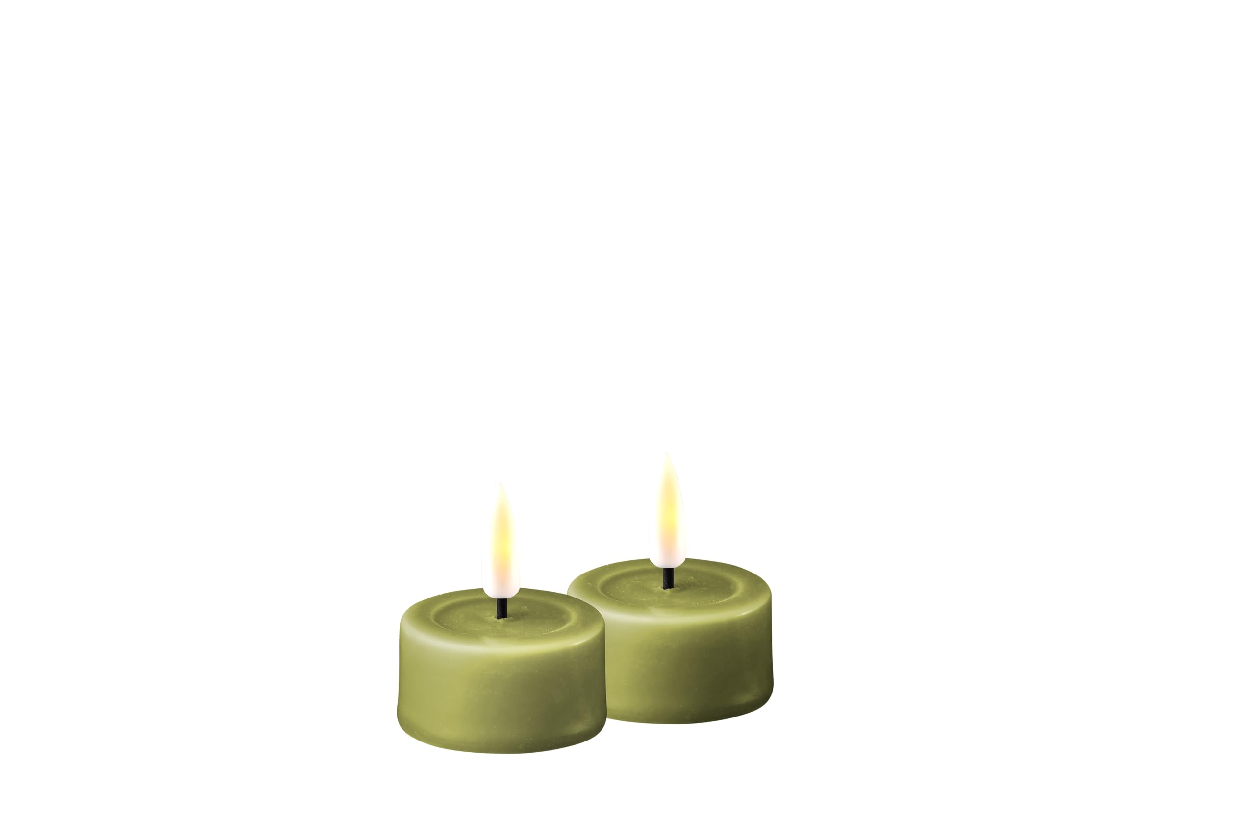 Deluxe Homeart Indoor Flameless LED Tealight Set - with Real Flame™ Technology - Battery Powered Candle (Olive Green) — image 1