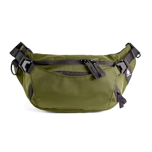 Falcon 2L Ultralight Fanny Pack Crossbody Belt Bag for Men & Women, Slim Waist Sling Bag for Travel, Running, Hiking & Dog Walking, Expandable Water-Resistant Pack with Adjustable Strap, Kelp Green