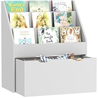 AIYAPLAY Kids Bookshelf, Bookcase Toy Storage Organiser with 3 Tier Shelves, Drawer, for Bedroom, Nursery, Playroom, Classroom, Grey