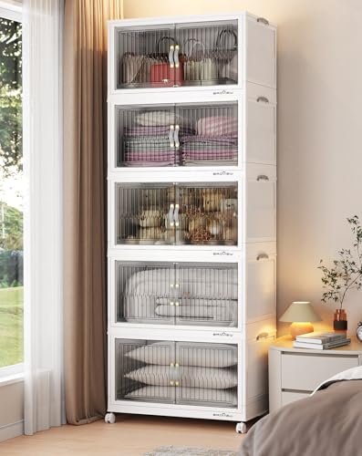 Image of BROVIEW 400Qt Stackable Storage Bins with Lid for Home Dorm, 5Pack White