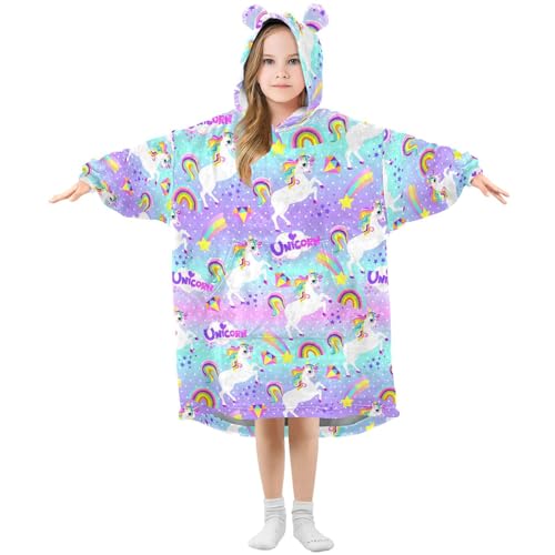 Couverture à capuche enfant licorne polaire chaude sweat oversize filles garçons