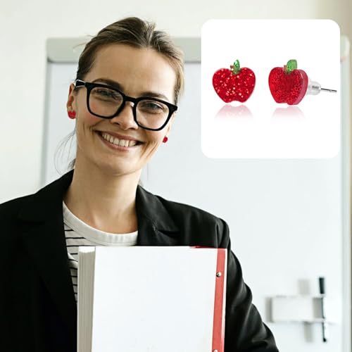 Teacher Earrings for Women Cute Acrylic Glitter Apple Pencil Earrings Back to School Jewelry for Teachers Appreciation Gifts2