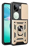 JayModCase Coque pour Vivo iQOO Z9s 5G tui de Protection Couvercle de Camra Coulissant Support Rotatif tui Militaire Antichoc Anti-Rayures Vivo iQOO Z9s 5G - Or
