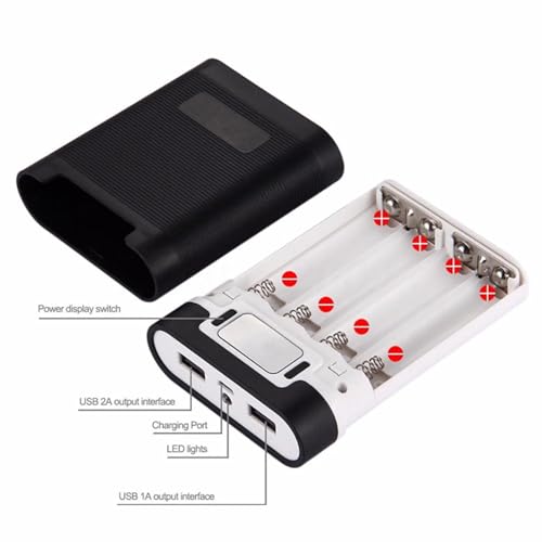 Image of Battery Charger Box 18650, Power Bank Case, Battery Charging Case, Detachable USB Cell Phone Charging DIY Case, 18650 Battery Seat Charging Case, DIY Battery (Battery Not Included) (4 Cell Charger)