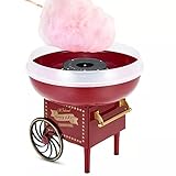 Aspecto retro y material saludable: con un aspecto de carrito retro, te llevará de vuelta al carnaval de los años 90. La parte inferior de la máquina es antideslizante y muy estable. El fabricante de algodón de azúcar está hecho de material apto para uso alimentario y sin BPA. ¡Puedes hacer algodón de azúcar más saludable para los niños en casa!