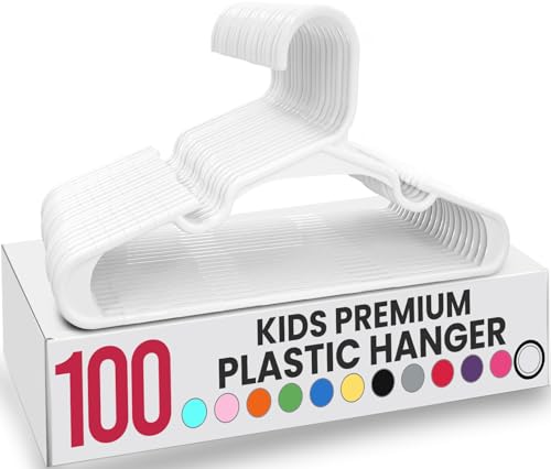 Image of Utopia Home Kids Hangers 100 Pack - Plastic Baby Hangers for Closet - Childrens Hanger for Clothes & Infant Hanger for Closet - for Everyday Standard Use (White)