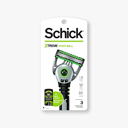 Schick Xtreme 3 Pivot Ball Disposable Razors for Men, 3 razors