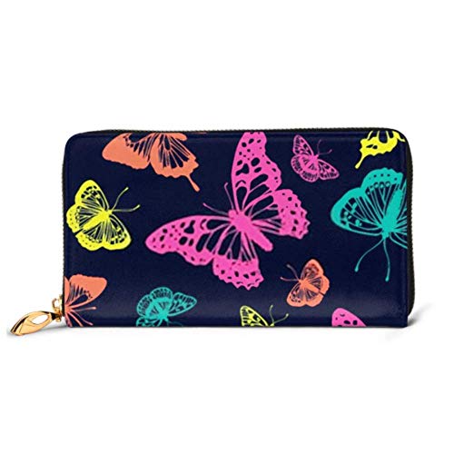 Preisvergleich Produktbild JHGFG Mode Handtasche Reißverschluss Brieftasche Vektor Schmetterlinge Muster Zusammenfassung Nahtloser Hintergrund Telefon Kupplung Geldbörse Abendkupplung Blockieren Leder Brieftasche MUL