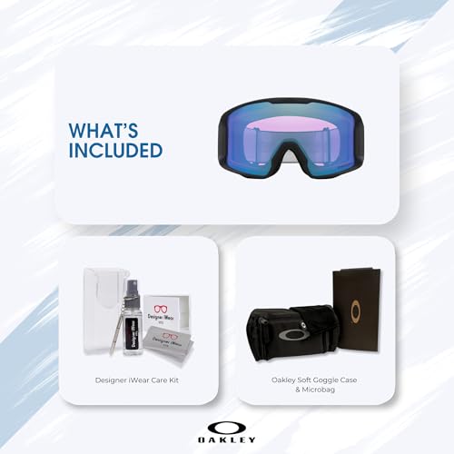 Image of Oakley Line Miner LARGE /MEDIUM Ski Goggles for Men for Women | In Matte Black, FP Black & Navy W Prizm Sapphire. Bonus kit: cleaning spray, cloth, screwdriver & mirror.