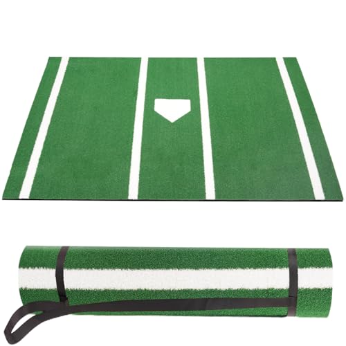 GABTRUK Baseball Hitting Mat Home Plate Mat with Anti-Slide Rubber Back 6 x 4 Portable Batters Box Turf Mat Baseball for Hitting Practice - Indoor and Outdoor Use (Green 6 x 4)
