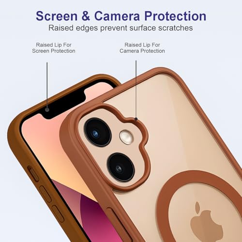 Image of AIBEX Clear Mag-Saf Case for iPhone 16 Plus - 1,500 G Strong Magnetic Lock, Crystal-Clear Anti-Yellowing Back | Military-Grade Drop Protection | Camera Guard, Slim & Lightweight - Brown