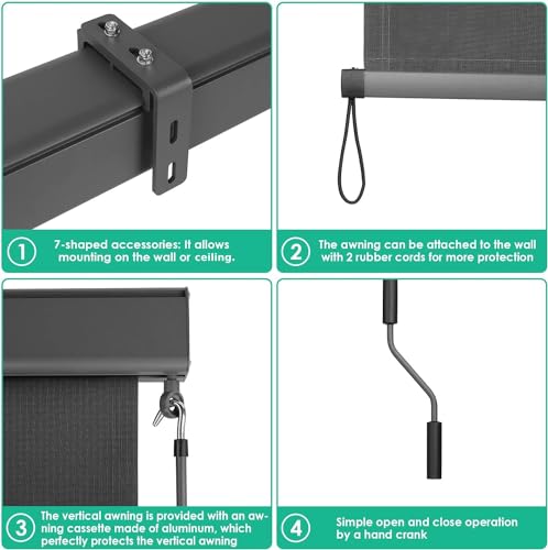 Toldo vertical enrollable contra el viento y calor en exteriores 5