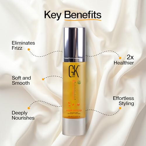 GK HAIR Keratin 100% Organic Argan Oil Anti Frizz Hair Serum Styling Smoothing Strengthening Hydrating Nourishing Heat Protection Shine Frizz Control Dry Damage Hair Repair- 100ml - Image 3
