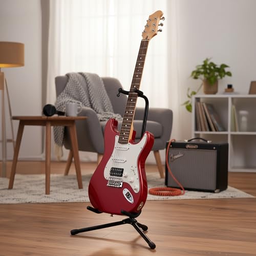 Image of ARCTIC AR-GS-303 Universal /Extended-Height 2-Tier Adjustable Tripod Guitar Stand - Fits Acoustic, Electric, Bass & Extreme-Body Guitars