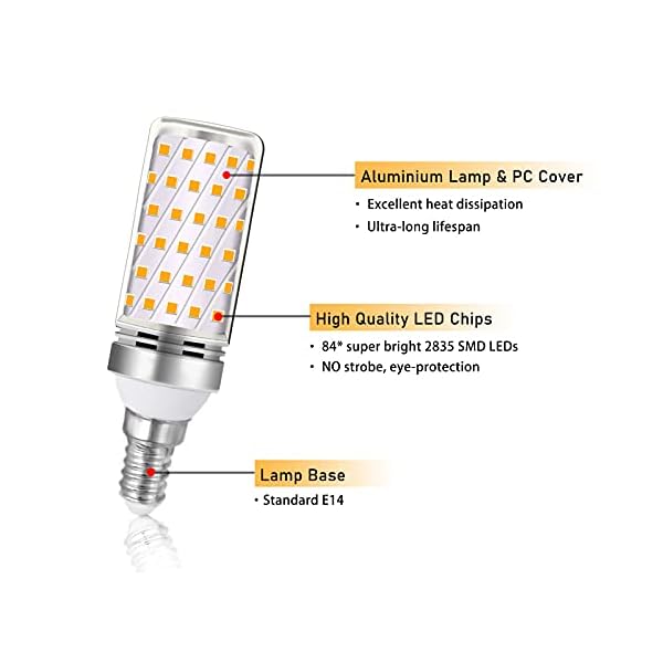 Akynite E14 LED Kaltweiß 6000K 12W, 1350LM, Nicht Dimmbar, Ersetzt E14 100W Halogenlampe, 360-Grad-Licht, Stabform… – Bild 5